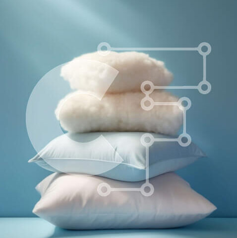 Intra Συλλεκτικό Ξύλινο Παζλ Plywood  4mm - Όμορφη εικόνα μιας στοίβας μαξιλαριών σε μπλε φόντο Σε Ξύλινο Κουτί - Διαστάσεις Puzzle: 10x10 cm – 25 κομμάτια - Image 1