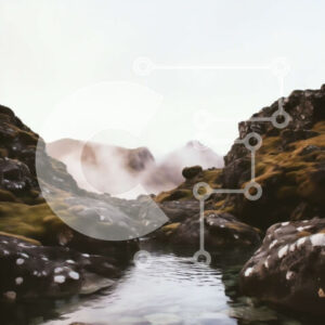 Intra Συλλεκτικό Ξύλινο Παζλ Plywood  4mm - Moody τοπίο μιας βραχώδους κοιλάδας με ένα ρέον ρεύμα Σε Ξύλινο Κουτί - Διαστάσεις: 10x10 cm – 25 κομμάτια