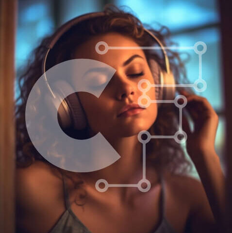 Intra Συλλεκτικό Ξύλινο Παζλ Plywood 4mm - Εκπληκτική εικόνα γυναίκας που απολαμβάνει μουσική και κοιτάζει έξω το παράθυρο τη νύχτα Σε Ξύλινο Κουτί - Διαστάσεις Puzzle: 10x10 cm – 25 κομμάτια - Image 1