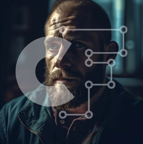 Intra Συλλεκτικό Ξύλινο Παζλ Plywood  4mm - Σοβαρός άνδρας σε αμυδρά φωτισμένο δωμάτιο που κοιτάζει την απόσταση Σε Ξύλινο Κουτί - Διαστάσεις Puzzle: 10x10 cm – 25 κομμάτια - Image 1