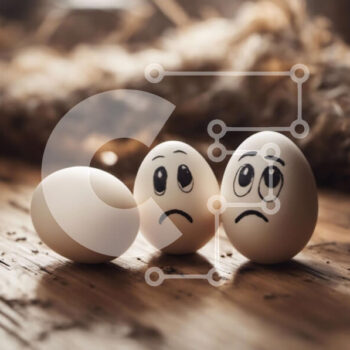 Intra Συλλεκτικό Ξύλινο Παζλ Plywood  4mm - Λυπημένα αυγά σε ξύλινη επιφάνεια με φόντο σανού Σε Ξύλινο Κουτί - Διαστάσεις Puzzle: 10x10 cm – 25 κομμάτια - Image 1