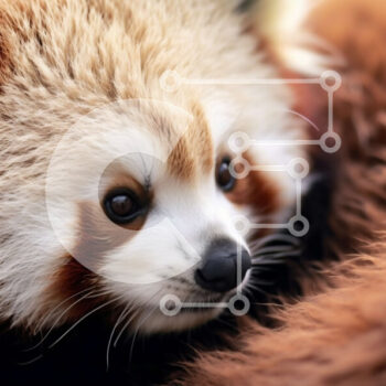 Intra Συλλεκτικό Ξύλινο Παζλ Plywood  4mm - Αξιολάτρευτη εικόνα ενός κόκκινου Panda που στηρίζεται σε ένα κρεβάτι με γούνα Σε Ξύλινο Κουτί - Διαστάσεις: 10x10 cm – 25 κομμάτια - Image 1