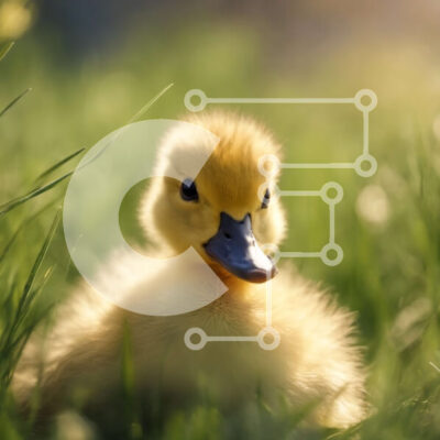 Intra Συλλεκτικό Ξύλινο Παζλ Plywood 4mm - Μικρή κίτρινη πάπια σε ένα χωράφι με πράσινο γρασίδι Σε Ξύλινο Κουτί - Διαστάσεις: 10x10 cm – 25 κομμάτια - Image 1