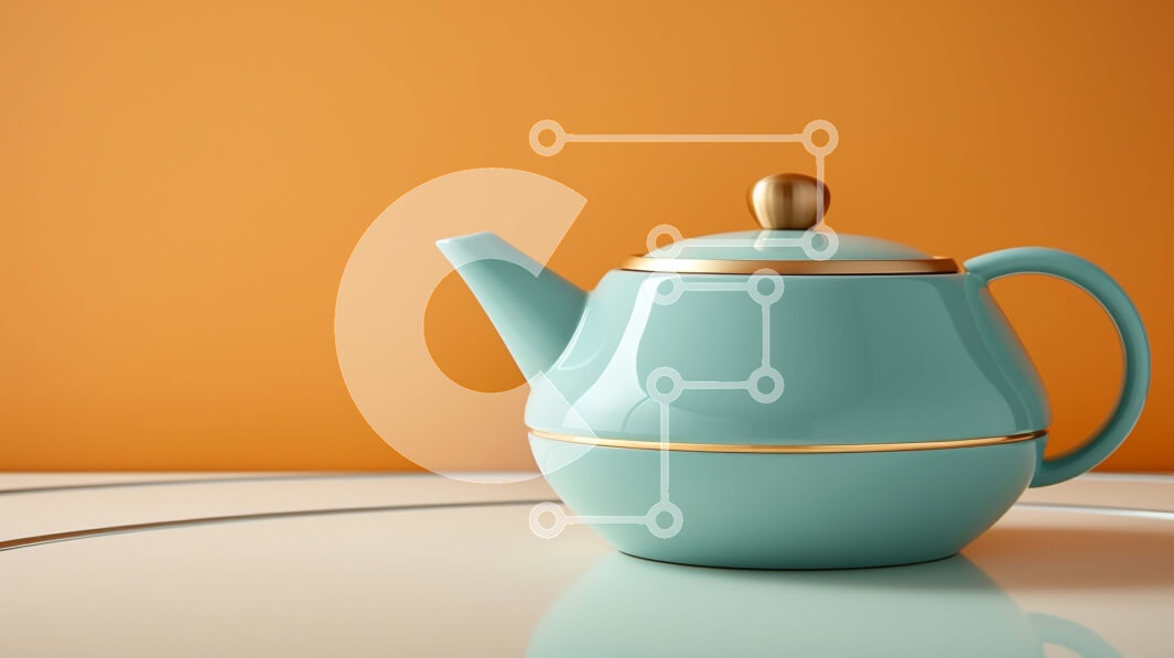 Intra Συλλεκτικό Ξύλινο Παζλ Plywood  4mm - Μπλε τσαγιέρα σε λευκό τραπέζι με χρυσές πινελιές Σε Ξύλινο Κουτί - Διαστάσεις: 10x10 cm – 25 κομμάτια