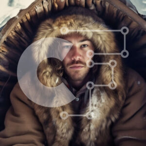 Intra Συλλεκτικό Ξύλινο Παζλ Plywood  4mm - Χειμερινή σκηνή με άνδρα σε ιγκλού από χιόνι Σε Ξύλινο Κουτί - Διαστάσεις: 10x10 cm – 25 κομμάτια