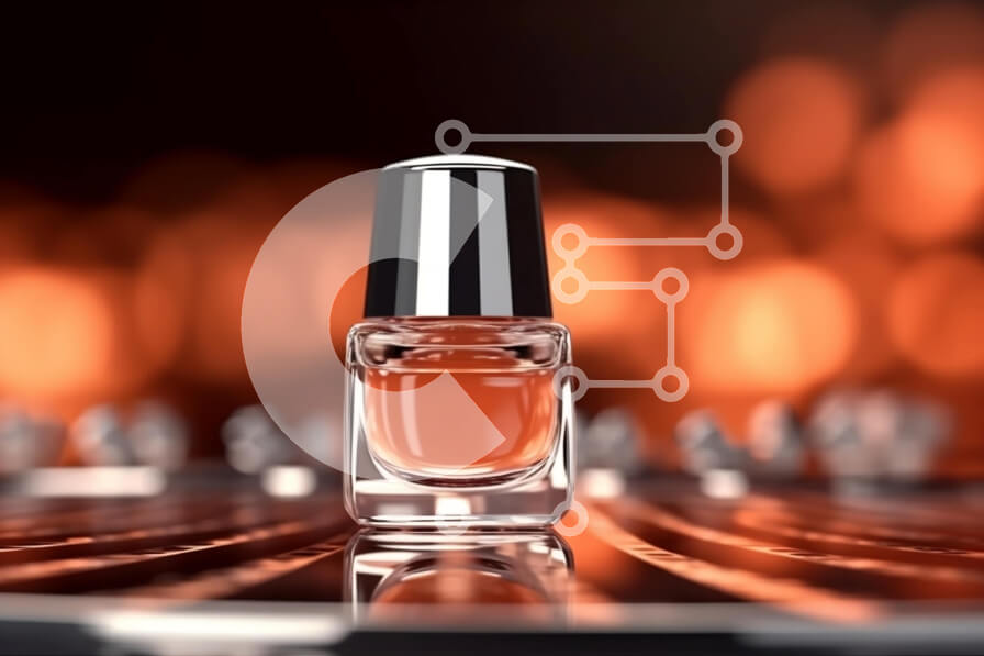 Intra Συλλεκτικό Ξύλινο Παζλ Plywood  4mm - Κομψή εικόνα του μπουκαλιού βερνικιού νυχιών στο τραπέζι με θολό φωτεινό φόντο Σε Ξύλινο Κουτί - Διαστάσεις Puzzle: 10x10 cm – 25 κομμάτια