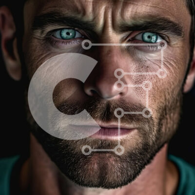 Intra Συλλεκτικό Ξύλινο Παζλ Plywood  4mm - Κοντινό πλάνο πορτρέτο ενός όμορφου άνδρα με μπλε μάτια και πράσινο πουκάμισο Σε Ξύλινο Κουτί - Διαστάσεις Puzzle: 10x10 cm – 25 κομμάτια - Image 1