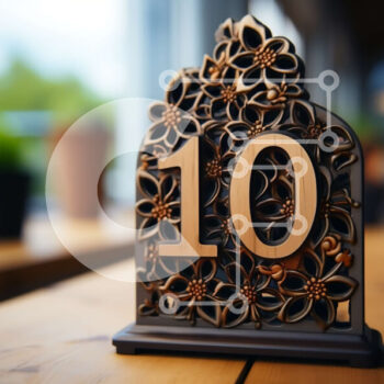 Intra Συλλεκτικό Ξύλινο Παζλ Plywood  4mm - Περίπλοκο σκαλιστό ξύλινο νούμερο 10 σε ένα ξύλινο τραπέζι Σε Ξύλινο Κουτί - Διαστάσεις Puzzle: 10x10 cm – 25 κομμάτια - Image 1