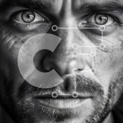 Intra Συλλεκτικό Ξύλινο Παζλ Plywood  4mm - Πορτρέτο ενός όμορφου άνδρα με αξύριστο πρόσωπο και μπλε μάτια Σε Ξύλινο Κουτί - Διαστάσεις Puzzle: 10x10 cm – 25 κομμάτια - Image 1