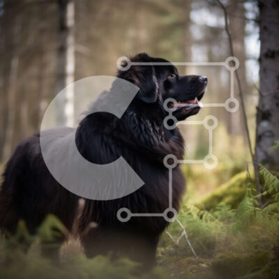 Intra Συλλεκτικό Ξύλινο Παζλ Plywood  4mm - Όμορφη εικόνα ενός μεγάλου μαύρου σκύλου σε ένα ξέφωτο δάσους Σε Ξύλινο Κουτί - Διαστάσεις: 10x10 cm – 25 κομμάτια - Image 1