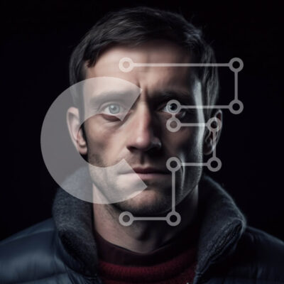 Intra Συλλεκτικό Ξύλινο Παζλ Plywood  4mm - Σοβαρός άνδρας με κόκκινο πουλόβερ και μαύρο σακάκι Σε Ξύλινο Κουτί - Διαστάσεις Puzzle: 10x10 cm – 25 κομμάτια - Image 1