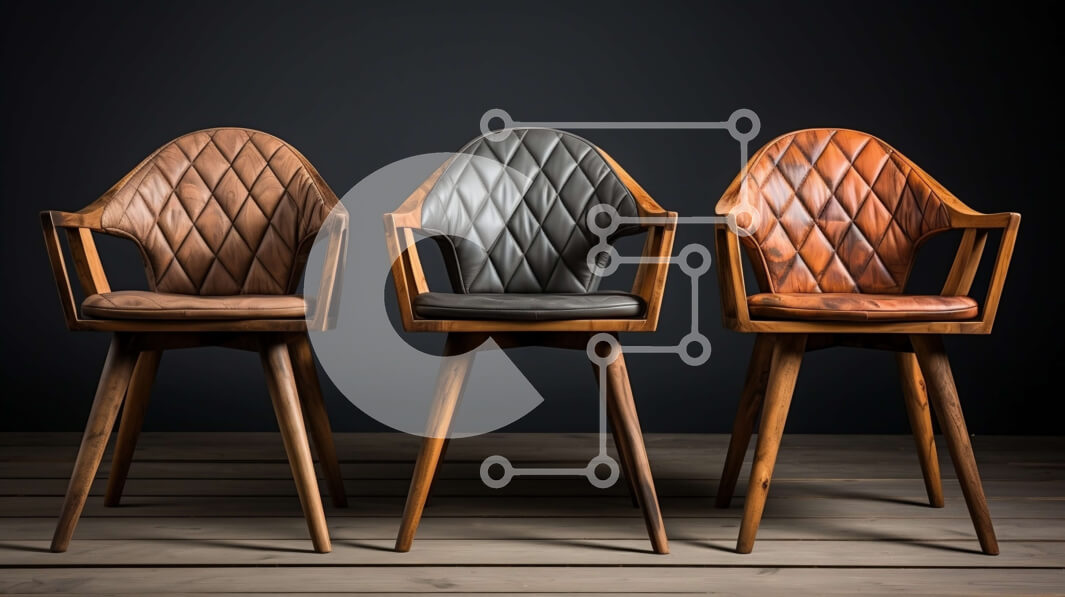 Intra Συλλεκτικό Ξύλινο Παζλ Plywood  4mm - Δερμάτινα σκαμπό μπαρ με διαμαντένιο σχέδιο στο κάθισμα και την πλάτη Σε Ξύλινο Κουτί - Διαστάσεις Puzzle: 10x10 cm – 25 κομμάτια