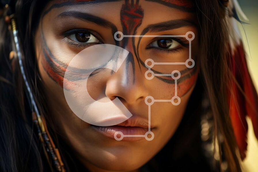 Intra Συλλεκτικό Ξύλινο Παζλ Plywood  4mm - Εκπληκτικό πορτρέτο γυναίκας με ζωγραφισμένο πρόσωπο και φτερά Σε Ξύλινο Κουτί - Διαστάσεις Puzzle: 10x10 cm – 25 κομμάτια