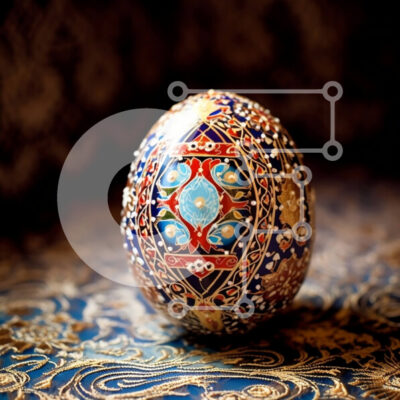 Intra Συλλεκτικό Ξύλινο Παζλ Plywood  4mm - Όμορφη εικόνα ενός διακοσμημένου πασχαλινού αυγού με περίπλοκα σχέδια και χρώματα Σε Ξύλινο Κουτί - Διαστάσεις: 10x10 cm – 25 κομμάτια - Image 1