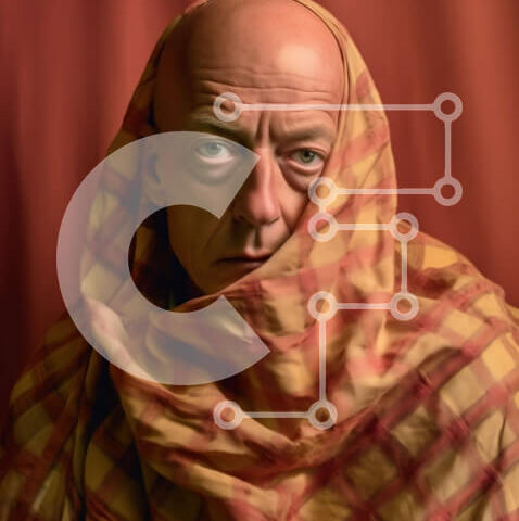 Intra Συλλεκτικό Ξύλινο Παζλ Plywood 4mm - Μοναδική φωτογραφία ενός άνδρα που φορά μια καρό κουβέρτα Σε Ξύλινο Κουτί - Διαστάσεις Puzzle: 10x10 cm – 25 κομμάτια - Image 1