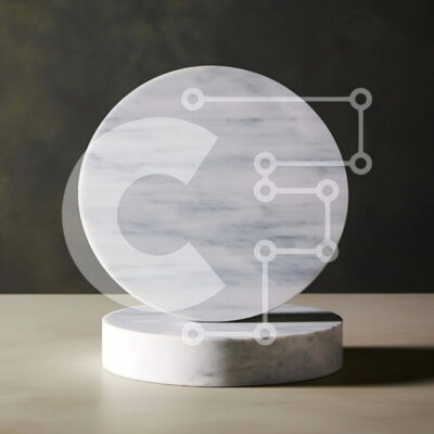 Intra Συλλεκτικό Ξύλινο Παζλ Plywood  4mm - Μινιμαλιστικό λευκό μάρμαρο στρογγυλό τραπέζι με κομψό σχέδιο συρταριού Σε Ξύλινο Κουτί - Διαστάσεις Puzzle: 10x10 cm – 25 κομμάτια - Image 1