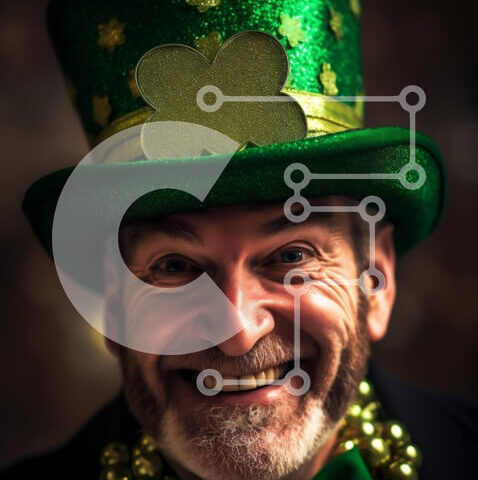 Intra Συλλεκτικό Ξύλινο Παζλ Plywood  4mm - Ευτυχισμένος άνδρας με πράσινο καπέλο και παπιγιόν Σε Ξύλινο Κουτί - Διαστάσεις Puzzle: 10x10 cm – 25 κομμάτια - Image 1