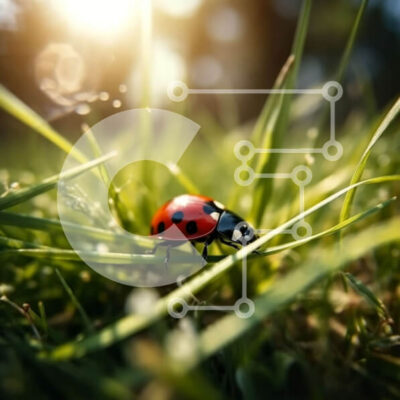 Intra Συλλεκτικό Ξύλινο Παζλ Plywood  4mm - Όμορφη εικόνα μιας πασχαλίτσας που σέρνεται στο γρασίδι Σε Ξύλινο Κουτί - Διαστάσεις: 10x10 cm – 25 κομμάτια - Image 1