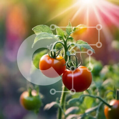 Intra Συλλεκτικό Ξύλινο Παζλ Plywood 4mm - Ώριμες κόκκινες ντομάτες που αναπτύσσονται σε έναν κήπο Σε Ξύλινο Κουτί - Διαστάσεις: 10x10 cm – 25 κομμάτια - Image 1