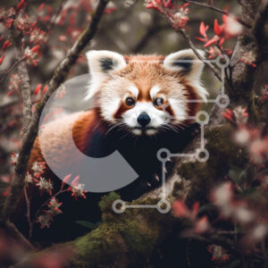 Intra Συλλεκτικό Ξύλινο Παζλ Plywood  4mm - Αξιολάτρευτη εικόνα ενός κόκκινου πάντα σε ένα ανθισμένο κλαδί δέντρου Σε Ξύλινο Κουτί - Διαστάσεις: 10x10 cm – 25 κομμάτια