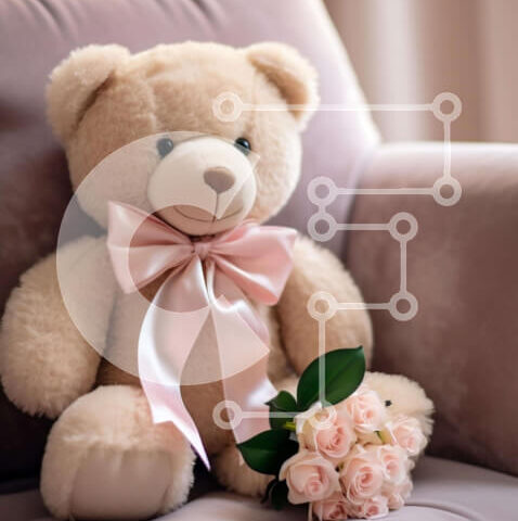 Intra Συλλεκτικό Ξύλινο Παζλ Plywood 4mm - Αρκουδάκι με τριαντάφυλλα στον καναπέ Σε Ξύλινο Κουτί - Διαστάσεις Puzzle: 10x10 cm – 25 κομμάτια - Image 1