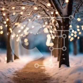 Intra Συλλεκτικό Ξύλινο Παζλ Plywood 4mm - Winter Wonderland: A Snowy Path with Christmas Lights Σε Ξύλινο Κουτί - Διαστάσεις: 10x10 cm – 25 κομμάτια - Image 1