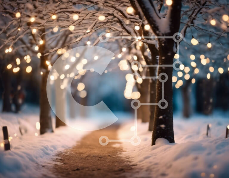 Intra Συλλεκτικό Ξύλινο Παζλ Plywood  4mm - Winter Wonderland: A Snowy Path with Christmas Lights Σε Ξύλινο Κουτί - Διαστάσεις: 10x10 cm – 25 κομμάτια