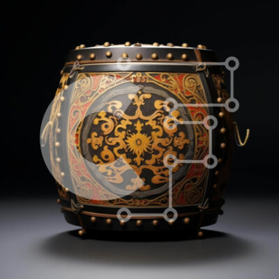 Intra Συλλεκτικό Ξύλινο Παζλ Plywood  4mm - Περίτεχνο διακοσμημένο τύμπανο σε μαύρο φόντο Σε Ξύλινο Κουτί - Διαστάσεις: 10x10 cm – 25 κομμάτια - Image 1