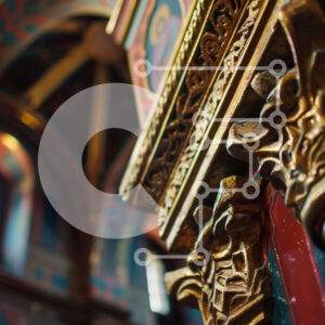 Intra Συλλεκτικό Ξύλινο Παζλ Plywood  4mm - Περίτεχνη διακοσμητική στήλη σε ένα κτίριο Σε Ξύλινο Κουτί - Διαστάσεις Puzzle: 10x10 cm – 25 κομμάτια