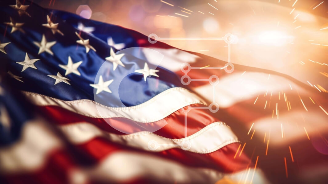 Intra Συλλεκτικό Ξύλινο Παζλ Plywood  4mm - Αμερικανική σημαία με πυροτεχνήματα και βεγγαλικά Σε Ξύλινο Κουτί - Διαστάσεις: 10x10 cm – 25 κομμάτια