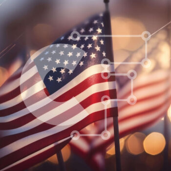 Intra Συλλεκτικό Ξύλινο Παζλ Plywood  4mm - Αμερικανικές σημαίες που κυματίζουν στον άνεμο με φωτισμό Bokeh Σε Ξύλινο Κουτί - Διαστάσεις: 10x10 cm – 25 κομμάτια - Image 1