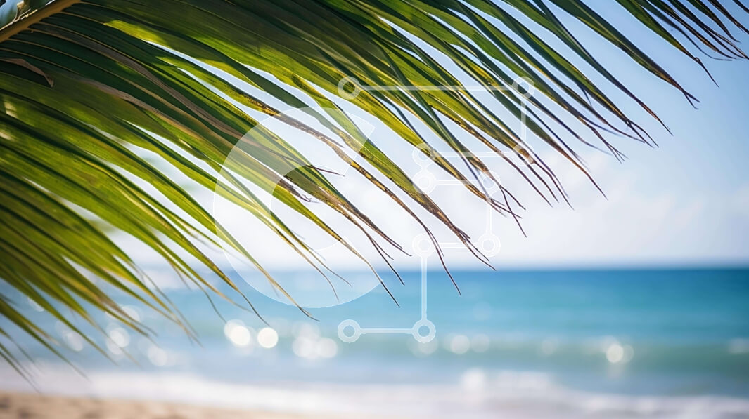 Intra Συλλεκτικό Ξύλινο Παζλ Plywood  4mm - Palm Leaf στην παραλία με θέα στον ωκεανό Σε Ξύλινο Κουτί - Διαστάσεις: 10x10 cm – 25 κομμάτια