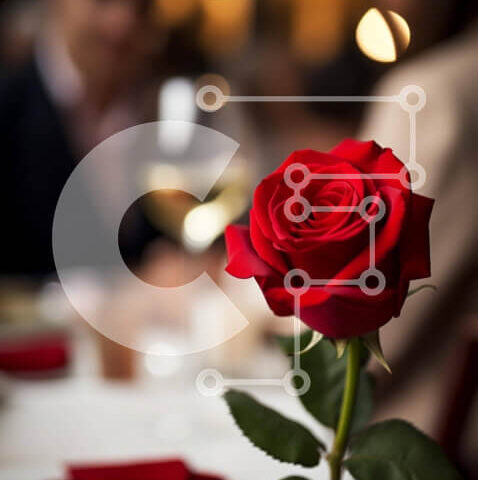 Intra Συλλεκτικό Ξύλινο Παζλ Plywood 4mm - Ρομαντικό τραπέζι δείπνου με κόκκινο τριαντάφυλλο Σε Ξύλινο Κουτί - Διαστάσεις Puzzle: 10x10 cm – 25 κομμάτια - Image 1