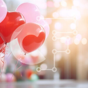 Intra Συλλεκτικό Ξύλινο Παζλ Plywood  4mm - Μπαλόνια σε σχήμα καρδιάς σε εορταστική ατμόσφαιρα Σε Ξύλινο Κουτί - Διαστάσεις Puzzle: 10x10 cm – 25 κομμάτια