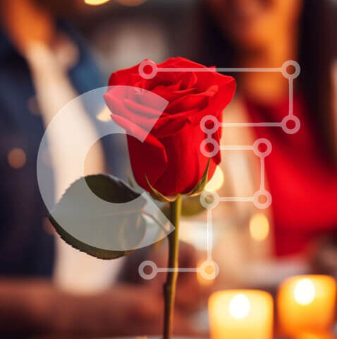 Intra Συλλεκτικό Ξύλινο Παζλ Plywood 4mm - Ρομαντικό δείπνο με κόκκινο τριαντάφυλλο Σε Ξύλινο Κουτί - Διαστάσεις Puzzle: 10x10 cm – 25 κομμάτια - Image 1