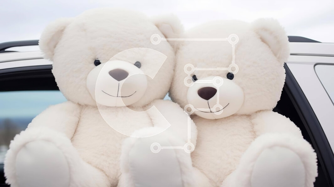 Intra Συλλεκτικό Ξύλινο Παζλ Plywood  4mm - Δύο λευκά αρκουδάκια αγκαλιάζονται στο αυτοκίνητο με το χιόνι Σε Ξύλινο Κουτί - Διαστάσεις Puzzle: 10x10 cm – 25 κομμάτια