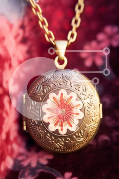 Intra Συλλεκτικό Ξύλινο Παζλ Plywood  4mm - Κολιέ με χρυσό λουλούδι με περίτεχνο λουλουδάτο σχέδιο Σε Ξύλινο Κουτί - Διαστάσεις Puzzle: 10x10 cm – 25 κομμάτια