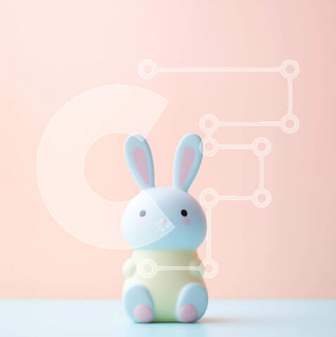 Intra Συλλεκτικό Ξύλινο Παζλ Plywood  4mm - Μπλε και άσπρο παιχνίδι λαγουδάκι σε πορτοκαλί φόντο Σε Ξύλινο Κουτί - Διαστάσεις: 10x10 cm – 25 κομμάτια - Image 1