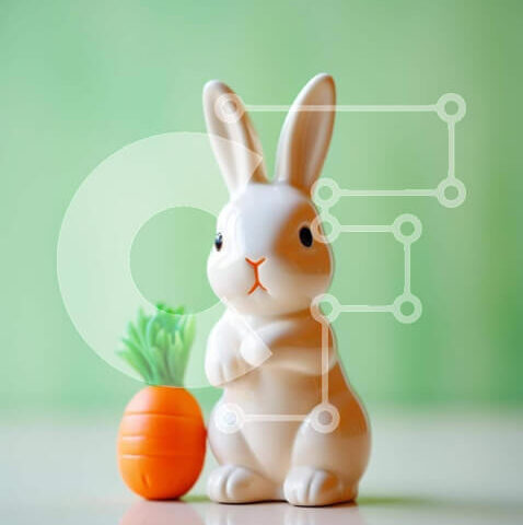 Intra Συλλεκτικό Ξύλινο Παζλ Plywood 4mm - Πασχαλινό ειδώλιο λαγουδάκι με καρότο Σε Ξύλινο Κουτί - Διαστάσεις Puzzle: 10x10 cm – 25 κομμάτια - Image 1