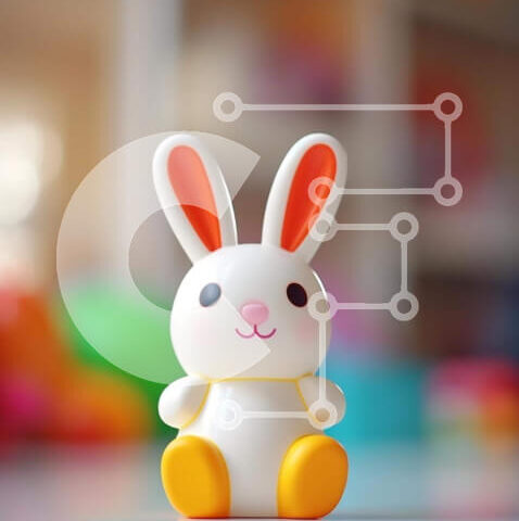 Intra Συλλεκτικό Ξύλινο Παζλ Plywood 4mm - Μικρό λευκό και κίτρινο παιχνίδι λαγουδάκι στο τραπέζι Σε Ξύλινο Κουτί - Διαστάσεις Puzzle: 10x10 cm – 25 κομμάτια - Image 1