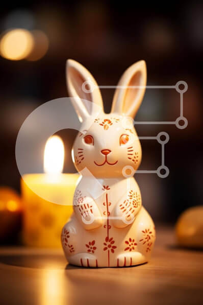 Intra Συλλεκτικό Ξύλινο Παζλ Plywood  4mm - Ειδώλιο και Κηροπήγια Πασχαλινό Λαγουδάκι Σε Ξύλινο Κουτί - Διαστάσεις Puzzle: 10x10 cm – 25 κομμάτια