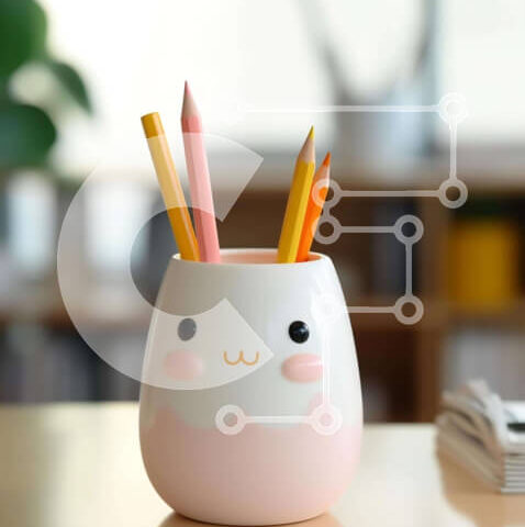 Intra Συλλεκτικό Ξύλινο Παζλ Plywood  4mm - Κύπελλο σε σχήμα αυγού με μολύβια σε ξύλινο τραπέζι Σε Ξύλινο Κουτί - Διαστάσεις: 10x10 cm – 25 κομμάτια - Image 1