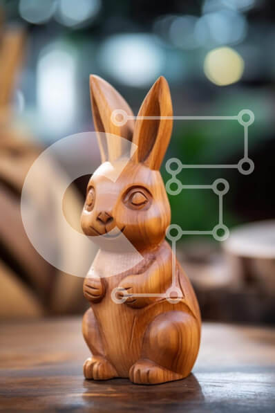 Intra Συλλεκτικό Ξύλινο Παζλ Plywood  4mm - Ξύλινο ειδώλιο λαγουδάκι σε ημιτελές τραπέζι Σε Ξύλινο Κουτί - Διαστάσεις: 10x10 cm – 25 κομμάτια