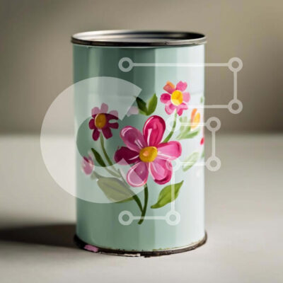 Intra Συλλεκτικό Ξύλινο Παζλ Plywood  4mm - Ζωγραφισμένο στο χέρι σχέδιο λουλουδιών σε γαλάζιο κουτί μπογιάς Σε Ξύλινο Κουτί - Διαστάσεις: 10x10 cm – 25 κομμάτια - Image 1