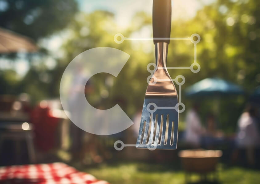 Intra Συλλεκτικό Ξύλινο Παζλ Plywood  4mm - Σκεύη μπάρμπεκιου που κρέμεται στον αέρα σε υπαίθρια συγκέντρωση Σε Ξύλινο Κουτί - Διαστάσεις Puzzle: 10x10 cm – 25 κομμάτια