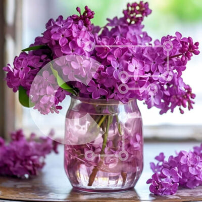 Intra Συλλεκτικό Ξύλινο Παζλ Plywood  4mm - Γυάλινο βάζο με μωβ λιλά λουλούδια Σε Ξύλινο Κουτί - Διαστάσεις: 10x10 cm – 25 κομμάτια - Image 1