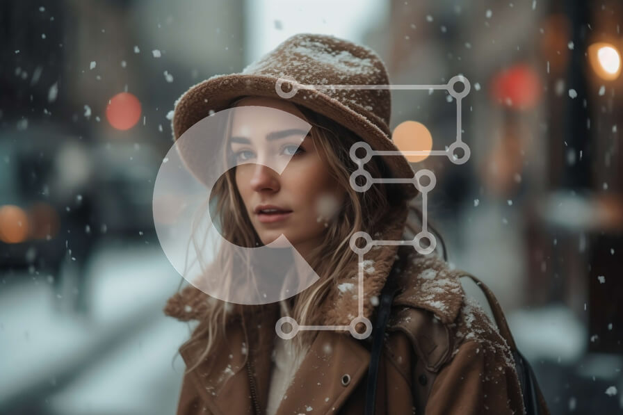 Intra Συλλεκτικό Ξύλινο Παζλ Plywood  4mm - Όμορφο χειμερινό πορτρέτο μιας νεαρής γυναίκας με μαύρισμα παλτό και καπέλο Σε Ξύλινο Κουτί - Διαστάσεις Puzzle: 10x10 cm – 25 κομμάτια