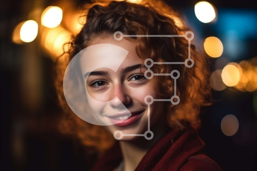 Intra Συλλεκτικό Ξύλινο Παζλ Plywood  4mm - Πορτρέτο μιας νεαρής γυναίκας με σγουρά κόκκινα μαλλιά και ένα ζεστό χαμόγελο Σε Ξύλινο Κουτί - Διαστάσεις Puzzle: 10x10 cm – 25 κομμάτια