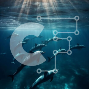 Intra Συλλεκτικό Ξύλινο Παζλ Plywood  4mm - Όμορφη εικόνα ενός σχολείου δελφινιών που κολυμπούν στον ωκεανό Σε Ξύλινο Κουτί - Διαστάσεις: 10x10 cm – 25 κομμάτια