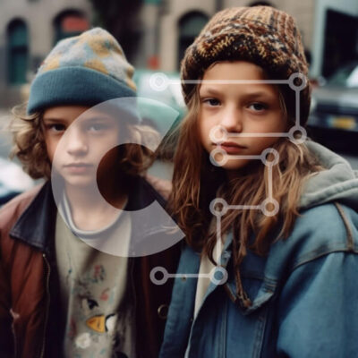 Intra Συλλεκτικό Ξύλινο Παζλ Plywood  4mm - Αξιολάτρευτη εικόνα δύο παιδιών με χειμωνιάτικα ρούχα Σε Ξύλινο Κουτί - Διαστάσεις Puzzle: 10x10 cm – 25 κομμάτια - Image 1